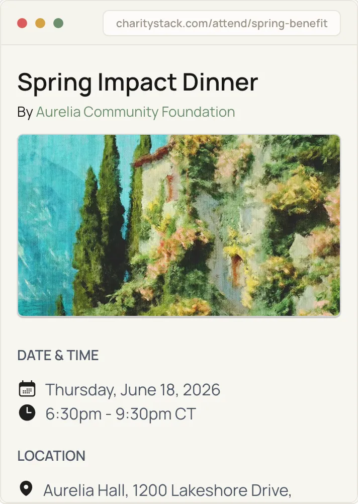 Event Forms in CharityStack, on a phone